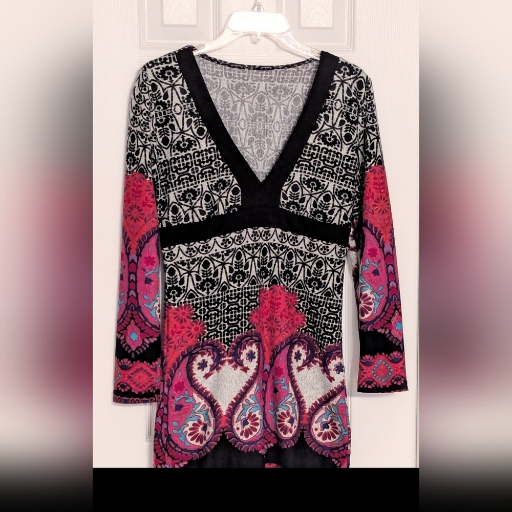 Womens Colorful V-Neck Bodycon Stretchy Knitted Pullover Sweater and Mini Dress - Picture 2 of 12
